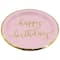24 Packs: 8 ct. (192 total) 7" Pink & Gold Happy Birthday Snack Plates by Celebrate It™
